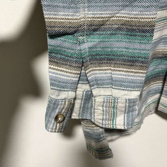 Billabong Men’s Hooded Button-Down Shirt Jacket  - Medium – Green Gray Striped - Picture 8 of 15